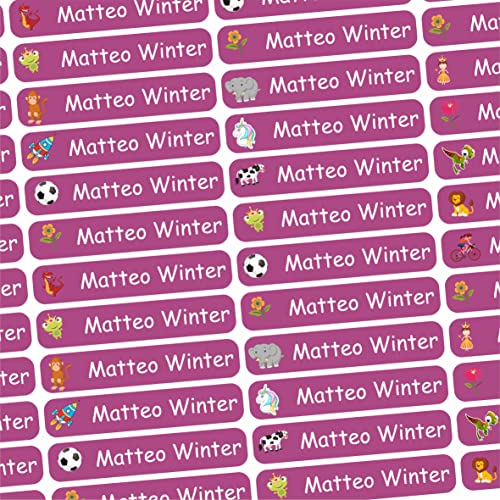 INDIGOS UG - Namensaufkleber Kinder Schule - 36x7 mm - 150 Sticker Aufkleber selbst gestalten - Stifte, Federmappe, Lineale, Spülmaschinenfest - personalisiert - lila - Namensetiketten INDIGOS UG - Namensaufkleber Kinder Schule - 36x7 mm - 150 Sticker Aufkleber selbst gestalten - Stifte, Federmappe, Lineale, Spülmaschinenfest - personalisiert - lila - Namensetiketten von INDIGOS UG