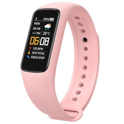 INDYGO C7 Smartwatch - Smartwatch Damen, Smartwatch Herren - mit Bluetooth, Schrittzähler, Herzfrequenz, Kalorienzähler, Sportmodi - Fitness Uhr Klein - IP67 Wasserdicht - Gummi-Armband Rosa von INDYGO