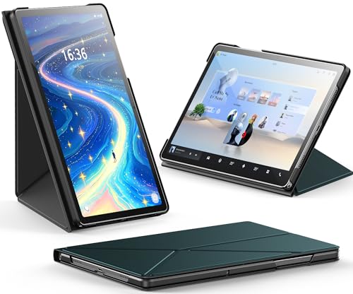 INFILAND Book Hülle für Samsung Galaxy Tab A9+/ A9 Plus 11 Zoll 2023 SM-X210/X216/X218, Faltbarer Ständer mit Quer- und Hochformat, Auto Schlaf/Aufwach Schutzhülle für Tablet A9 plus, Mitternachtsgrün von INFILAND