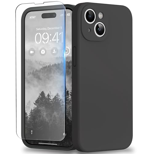 INGIDO für iPhone 15 Hülle, Liquid Silikon Hülle mit Upgraded Kameraschutz Handyhülle Kratzfest stoßfeste Schutz Case mit Soft Mikrofaserfutter - Schwarz von INGIDO