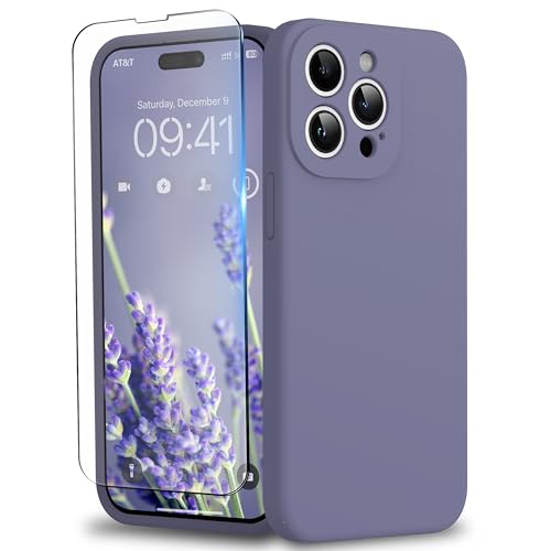 INGIDO für iPhone 15 Pro Max Hülle, Liquid Silikon Hülle mit Upgraded Kameraschutz Handyhülle Kratzfest stoßfeste Schutz Case mit Soft Mikrofaserfutter - Lavendelgrau von INGIDO