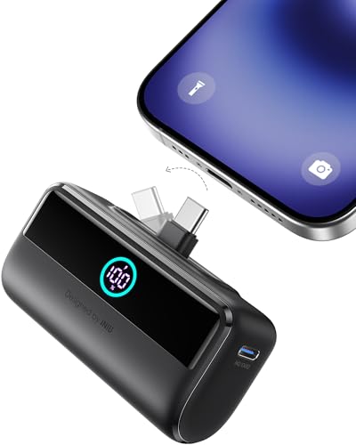 INIU Mini Powerbank mit Schnellladung, 5500mAh Power Bank 22.5W, Integrierter Faltbarer USB-C Konnektor, Slim LED External Battery Pack Powerbank，Kompatibel mit iPhone 16, Samsung S22/23 und mehr von INIU