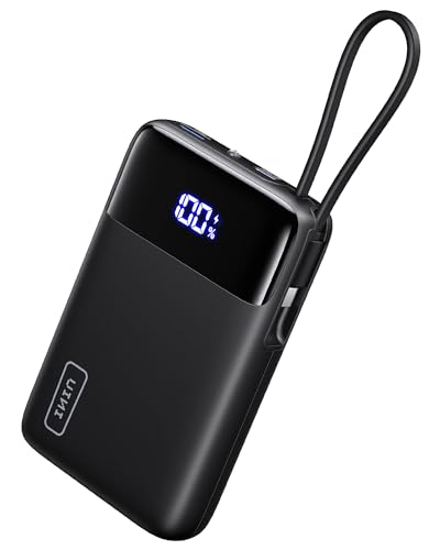 INIU Power Bank, Kleinstes 22,5 W 20000 mAh tragbares Ladegerät mit eingebautem Kabel, USB C In & Out Schnellladung Mini Akku Pack, Handy Powerbank von INIU