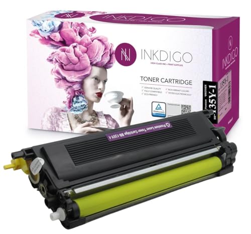 TN135Y TN-135 XL - Premium TÜV Toner Gelb Kompatibel für Brother DCP 9040 9042 9045 HL 4040 4050 4070 MFC 9440 9445 9450 9840 von INKDIGO