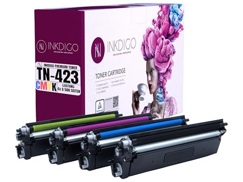 TN423 - Premium TÜV Toner Set kompatibel mit Brother drucker Brother DCP-L 8410CDN / Brother DCP-L 8410CDW / Brother HL-L 8260CDW / Brother HL-L 8360CDW / Brother MFC-L 8690CDW / Brother MFC-L 8900CDW von INKDIGO