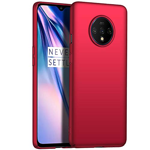 INSOLKIDON Kompatibel mit Oneplus 7T Hülle PC Hart Zurück Abdeckung Telefon Schutz Schale Ultra Dünn Luxus Schutz Stoßstange Fall Anti-Fall Kratzfest (rot) von INSOLKIDON