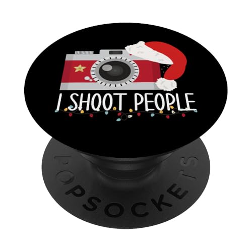 Lustige Weihnachtsbeleuchtung des Fotografen Nikolausmütze Fotografie PopSockets Klebender PopGrip von INSPIREMETEES Vintage Xmas Photographer and Camera