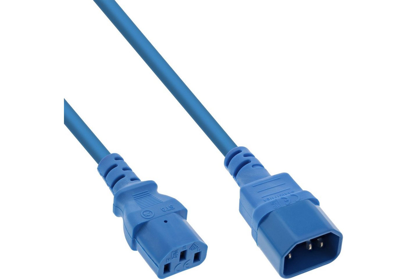 INTOS ELECTRONIC AG InLine® Kaltgeräteverlängerung, C13 auf C14, blau, 1,5m Stromkabel von INTOS ELECTRONIC AG