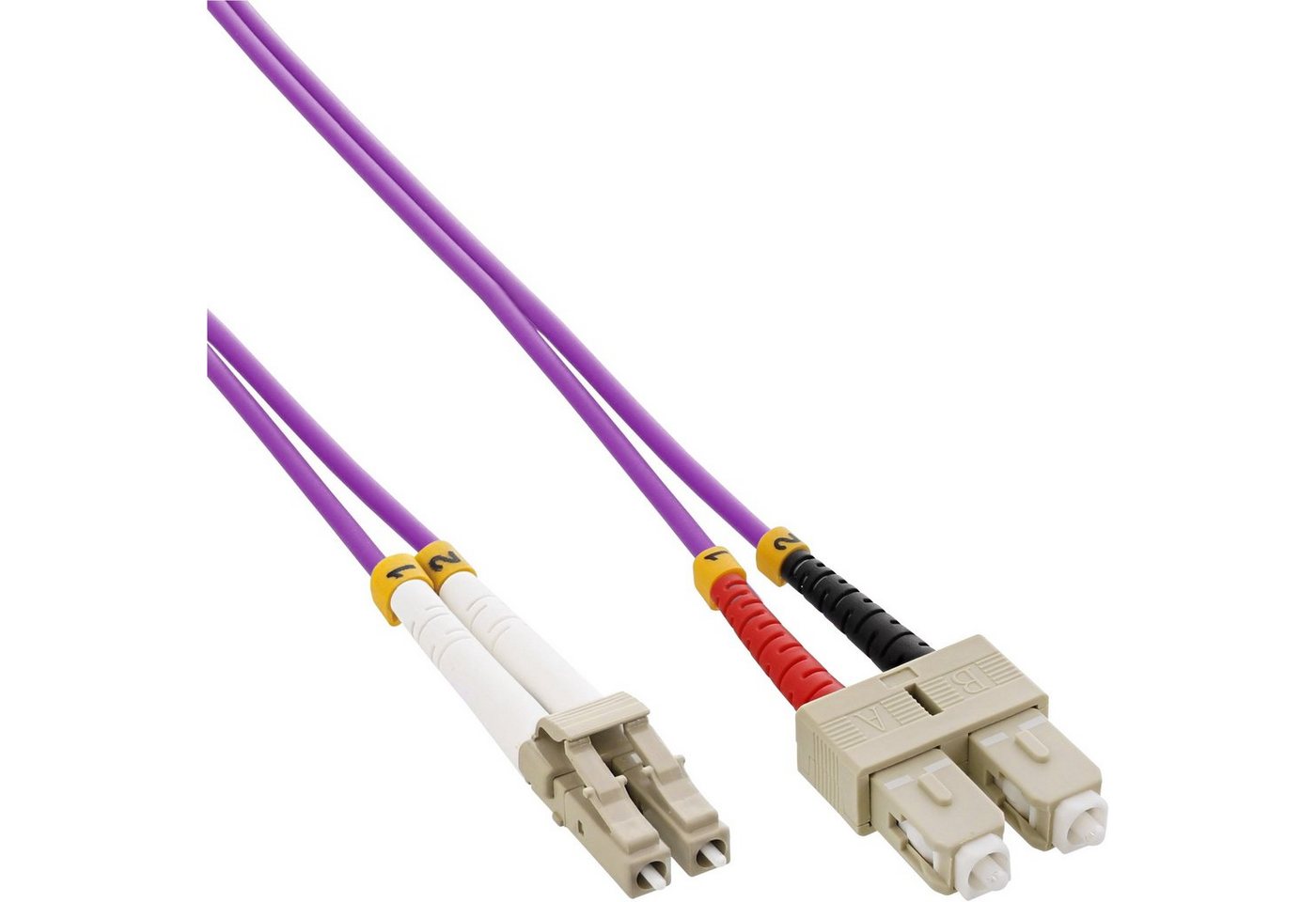 INTOS ELECTRONIC AG InLine® LWL Duplex Kabel, LC/SC, 50/125µm, OM4, 2m LAN-Kabel von INTOS ELECTRONIC AG