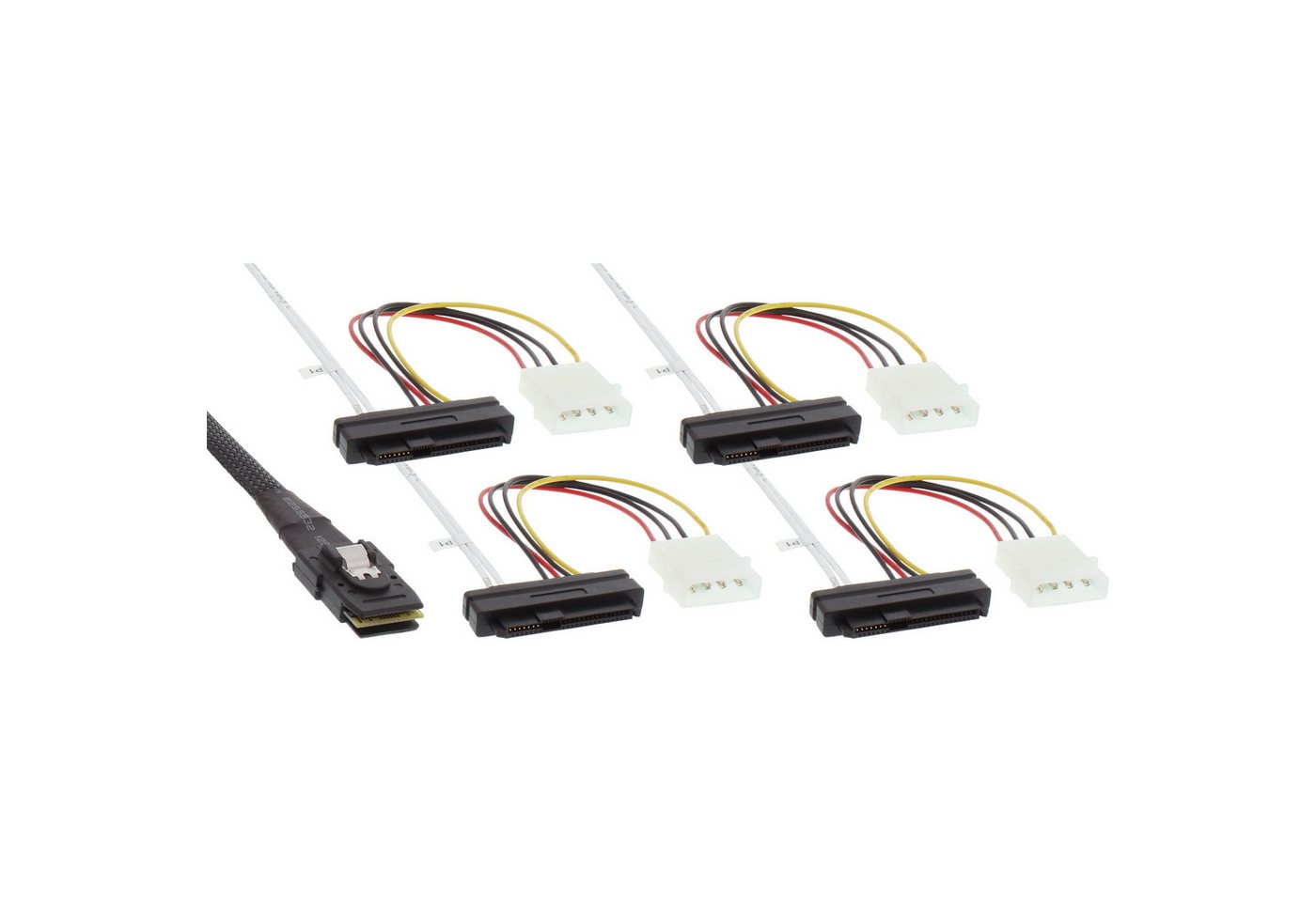 Inline InLine® SAS Anschlusskabel, Mini-SAS SFF-8087 an 4x SAS + Strom, 0,75m Computer-Kabel von Inline