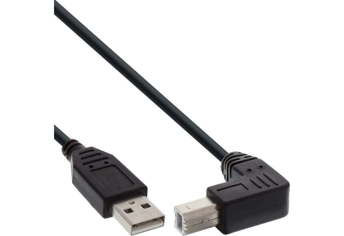INTOS ELECTRONIC AG InLine® USB 2.0 Kabel, A an B unten abgewinkelt, schwarz, 0,3m USB-Kabel von INTOS ELECTRONIC AG