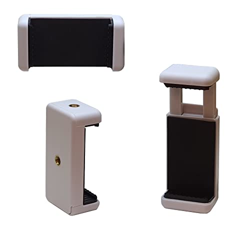 INVID Handy Ständer Tisch Handy Halter Handyhalterung Tisch Aufsteller tragbarer Handyständer kompatibel mit iPhone 12 11 Pro Max XS, Galaxy S20 S10 (55-85mm Halter Weiss) von INVID