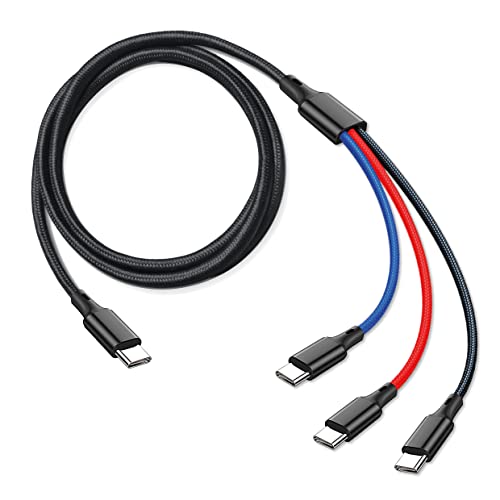 INVID USB C auf 3x USB C Kabel [120cm], 3A ladekabel USB C auf USB C Kabel Nylon Typ C Handy Ladekabel für Galaxy S21 S21 Ultra S20 S10 S9,Note 10,Huawei P30 P20,Google Pixel von INVID