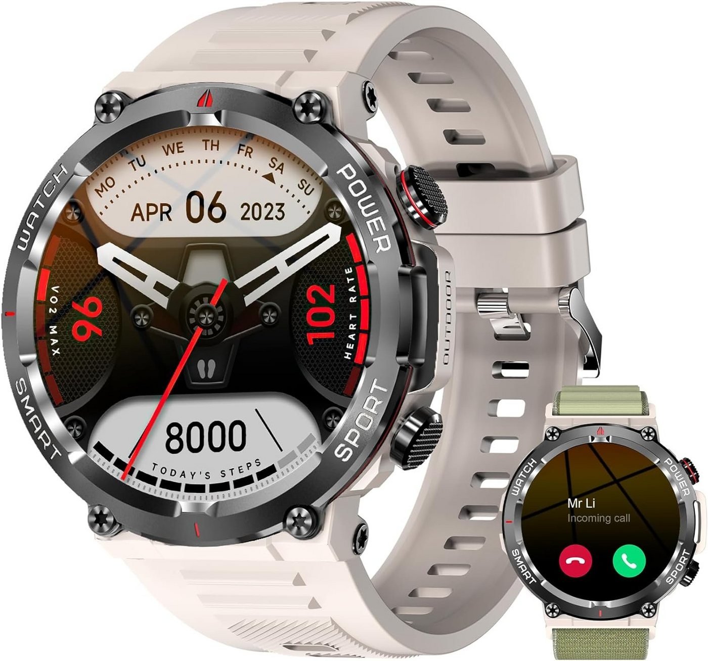 IOWODO Fitness Tracker Damen's & Herren's Smartwatch (1,39 Zoll), mit Schrittzähler Sportuhr Herzfrequenz Blutsauerstoff Schlafmonitor von IOWODO
