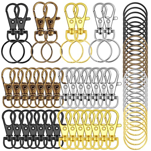 120 x hochwertige Karabinerhaken mit Drehgelenk, Schlüsselringen, Metall-Schlüsselanhänger-Haken für Schmuckherstellung, Handwerk (mehrfarbig) von IPXEAD