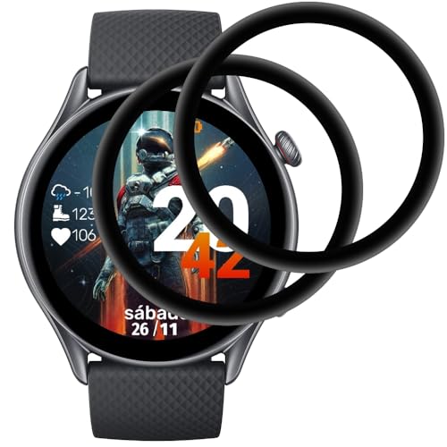 IQShield Panzer Schutz Glas für Amazfit GTR 3 Pro, 2 Stück HD Klar Panzer Schutzfolie, 3D Runde Kante Displayschutz Folie, Touch Sensitive, Anti-Kratzen Panzerfolie von IQShield