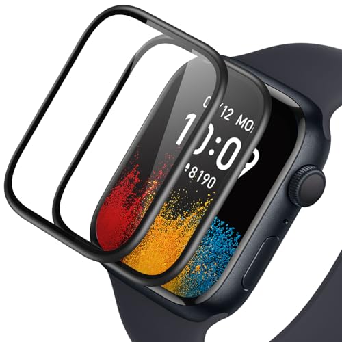 IQShield Panzer Schutz Glas für Apple Watch 45mm 9/8/7, 2 Stück Panzer Schutzfolie, High Definition Displayschutz, Touch Sensitive, Blasenfest Installation, Anti-Kratzer Panzerfolie von IQShield