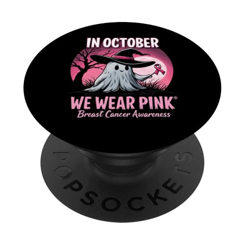 Brustkrebs-Bewusstseinsmonat, rosa Schleife, Geist, Halloween PopSockets mit austauschbarem PopGrip von IQTEE