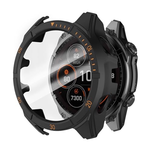 ISABAKE Hülle Kompatibel mit Garmin Fenix 8 51mm Solar Schutzhülle mit Tempered Glass Displayschutz,Ultradünn Kratzfeste Schutzhülle für Fenix 8 51mm Solar von ISABAKE