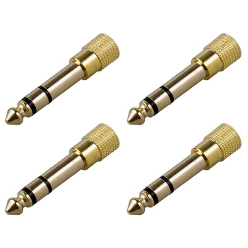 ISKDJBJG 4X Hochwertig Kopfhoerer Adapter Stereo Vergoldet Anschluss 1/4 (6,3 Mm) Stecker auf 1/8 (3,5 Mm) Buchse von ISKDJBJG