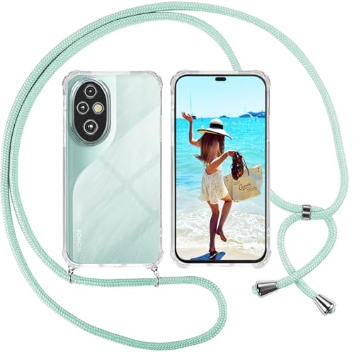 ISOI Handykette für Honor 200 Pro Hülle mit Band, Transparent Silikon Handyhülle für Honor 200 Pro mit Kette Stossfest Schutzhülle - Schnur mit Case Zum Umhängen in Grün von ISOI