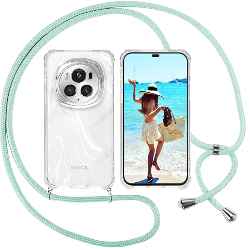 ISOI Handykette für Honor Magic 6 Pro Hülle, Transparent Silikon Handyhülle für Honor Magic 6 Pro mit Kette Schutzhülle, Grün von ISOI