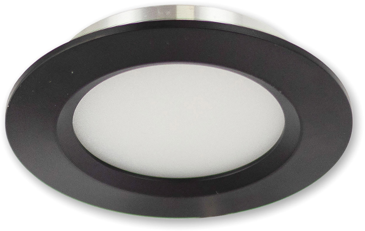 ISOLED LED Möbeleinbaustrahler Mini AMP schwarz, rund, 3W, 120°, 12V DC, warmweiß 3000K, dimmbar von ISOLED