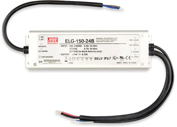 ISOLED LED Trafo MW ELG-150-24B 24V/DC, 0-150W, 1-10V (60-150W) dimmbar, IP67, SELV von ISOLED
