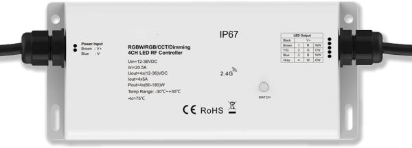 ISOLED Sys-Pro Funk Mesh PWM-Controller IP67, 1-4 Kanal, 12-36V DC 4x5A von ISOLED