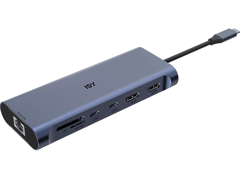 ISY IAD 1030 12-in 1 USB-C Multiport Adapter, Silber von ISY