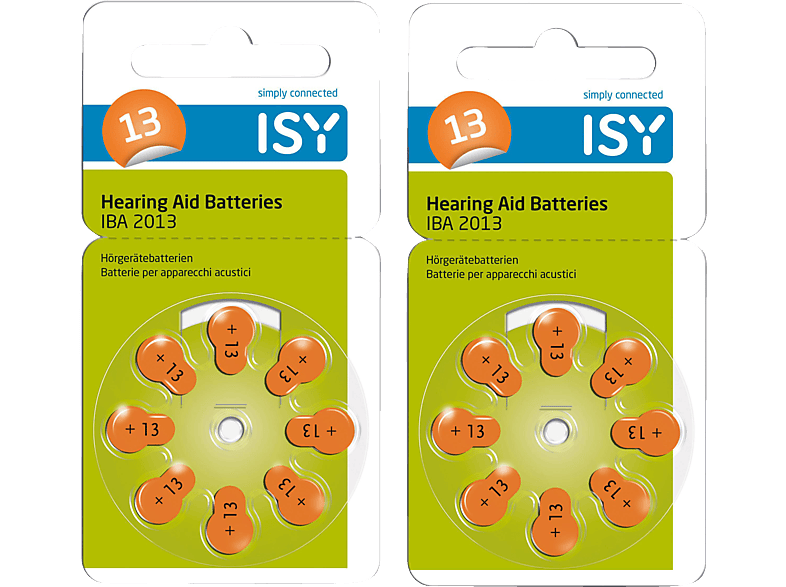 ISY IBA-2013 Typ 13 Hörgerätebatterien, Zink-Luft Knopfzellen, 1.45 Volt 16 Stück von ISY