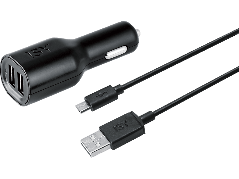 ISY ICC-5200 Auto Ladegerät + Micro USB Kabel Schwarz von ISY