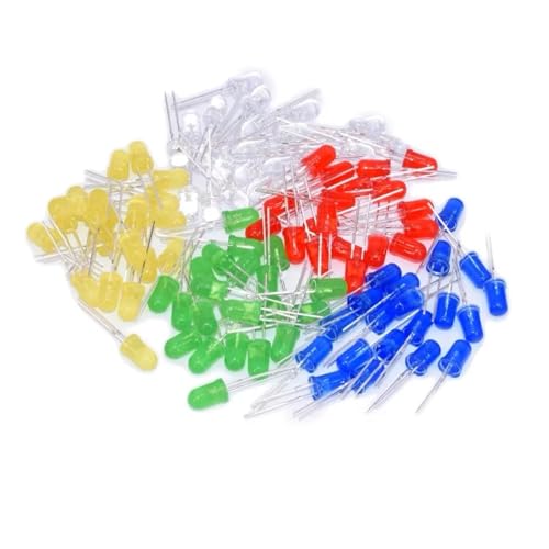 100pcs 5mm LED Diode F5 Assorted Kit White Green Red Blue Yellow Orange Purple Warm White DIY Light Emitting Diode ITCLEYMDZV(100pcs Fog-White) von ITCLEYMDZV