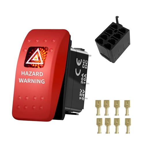 12V 20A Red Led HAZARD WARNING Rocker Switch Light Illumination Adjustable Flasher Relay Blinker Car Accessories Replace(Switch Connector) von ITCLEYMDZV