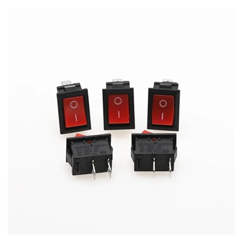 5pcs KCD1 Rocker Switch Push Button Switch 6A-10A 250V KCD1-101 2Pin Snap-in On/Off 21 * 15MM Black Red White ITCLEYMDZV(Red) von ITCLEYMDZV