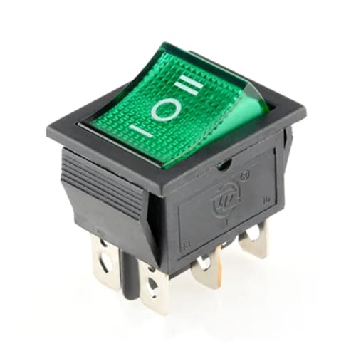 KCD4 1PCS black Rocker Switch Power Switch ON-OFF-ON 3 Position 6 Pins No lights 16A 250VAC/ 20A 125VAC(Green ON-OFF-ON) von ITCLEYMDZV