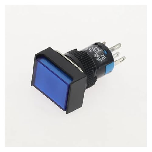 Momentary Push button Switches LA16J-11D DC 6V 12V 24V 220V Rectangular button with light 5 pins 16MM self ITCLEYMDZV(Blue,380V) von ITCLEYMDZV