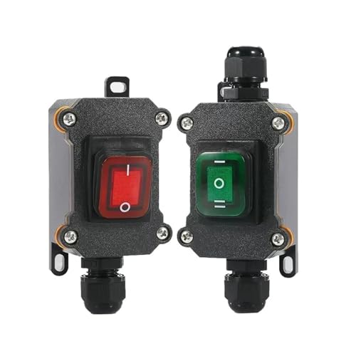 Waterproof Marine Rocker Switch with LED outdoor junction box Inline Power Cord power switch IP65, 12V/24V/220V(Single green 12-24V,One Size) von ITCLEYMDZV