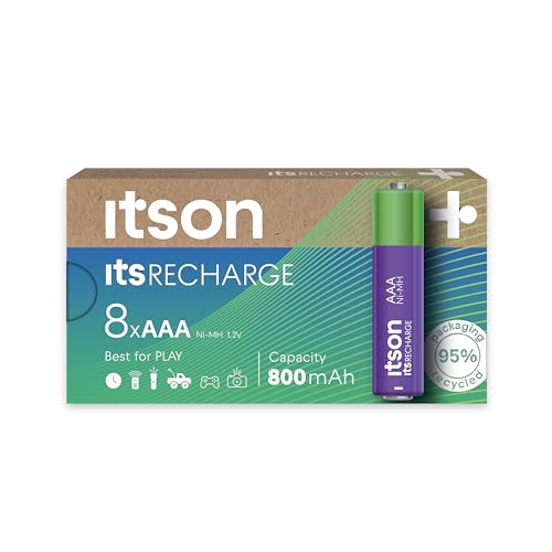 ITSON, Akkus AAA, 8 Stück, Kapazität mit min. 800 mAh, Verpackung 95% recycelt, Made in Japan, am besten für Fernbedienungen, Taschenlampen, Uhren von ITSON