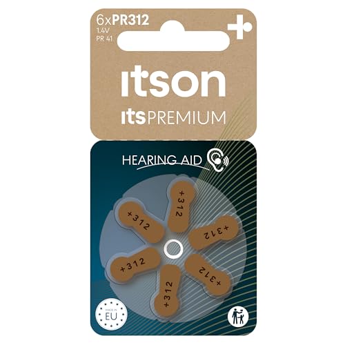 ITSON, PR312 Zink-Luft-Batterien, Packung mit 6, für Über-Ohr und Im-Ohr-Hörgeräte, PR312(41) IT/6RM von ITSON