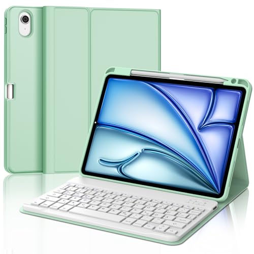 IVEOPPE Tastatur für iPad Air 11 2024, Hülle mit Tastatur für iPad Air 6. Generation (M2), Magnetisch Abnehmbare Bluetooth QWERTZ Tastatur für iPad Air 6 11 Zoll 2024, MinzGrün von IVEOPPE