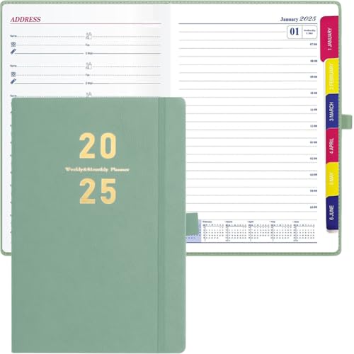 Kalender 2025 Terminplaner A5 Planer - Wochenplaner A5 mit Softcover, ca. A5 (21,3 x 14,5 cm), Terminkalender, Buchkalender 2025 (Jan.2025-Dez.2025) (Grün) von IVEOPPE