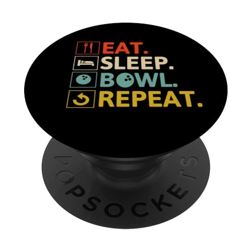 Eat Sleep Bowl Repeat für Herren, Papa, Damen und Kinder, Bowlingliebhaber PopSockets Klebender PopGrip von IVRY