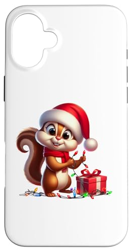 Hülle für iPhone 16 Plus Weihnachtsbeleuchtung Weihnachtsmannmütze Streifenhörnchen Weihnachten Damen Herren Kinder von IVRY