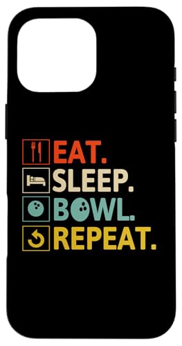 Hülle für iPhone 16 Pro Max Eat Sleep Bowl Repeat für Herren, Papa, Damen und Kinder, Bowlingliebhaber von IVRY