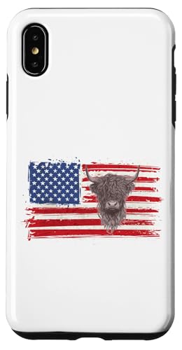 Hülle für iPhone XS Max Amerikanische Flagge, Highland Cow-4. Juli, Kuh-Liebhaber, cool von IVRY