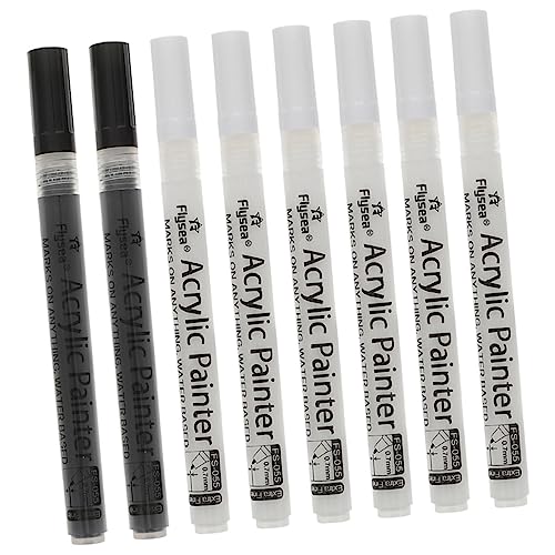 IWOWHERO 8st Acrylmarker Stifte Zum Schreiben Textmarker Schwarze Füllfederhaltertinte Künstlermarker Diy-markierungsstift Markierungstinte Weißer Markierungsstift Feine Punktmarkierungen von IWOWHERO