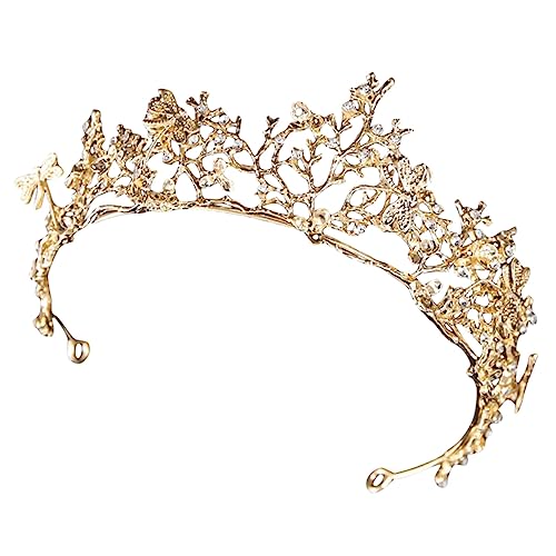 IWOWHERO Krone rote Tiara Brautkleid Kopfbedeckung Unterwäsche Halskette Wedding Hair Accessories Wedding Wedding Favours Braut-Tiara- Frauen Geburtstag Tiara Legierung Golden von IWOWHERO