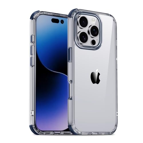 IXRRXMLD Schutzhülle für iPhone 16 Pro Max, klarer, stoßfester TPU-Stoßfänger, schmale Passform, HD-transparente Rückseite, sturz- und kratzfest, Blau von IXRRXMLD