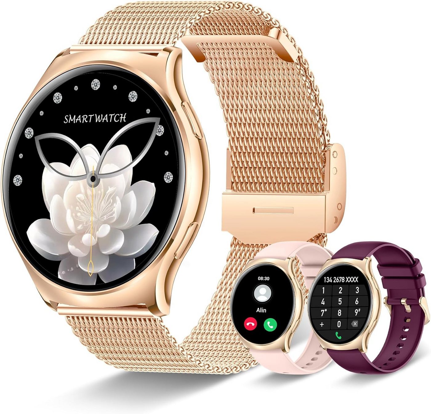 Iaret Eleganz und Funktionalität Smartwatch (1,43 Zoll, Android, iOS), mit Telefonfunktion, Herzfrequenz, Schlafmonitor, Menstruationszyklus von Iaret